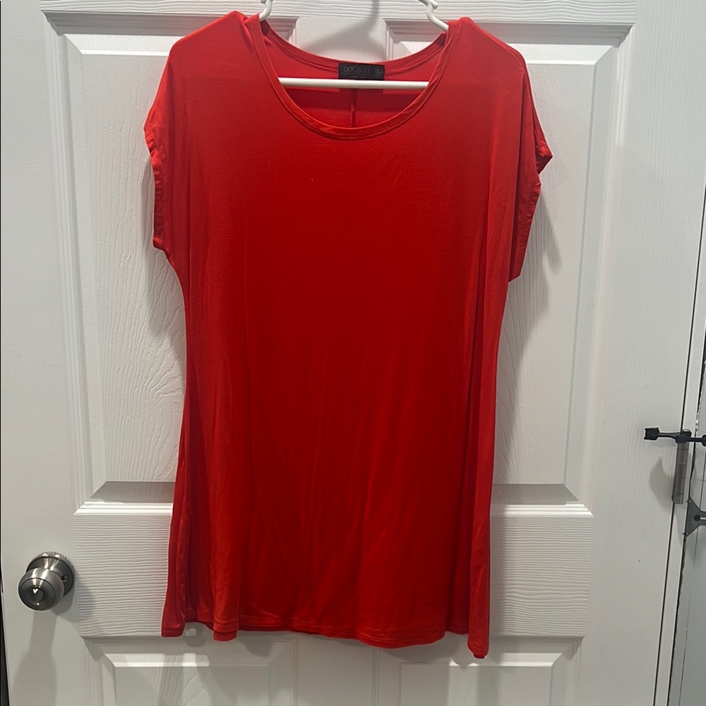 Doublju Red Relaxed Short Sleeve Tee